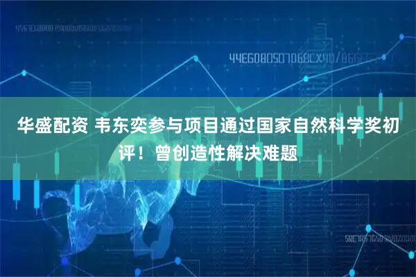 华盛配资 韦东奕参与项目通过国家自然科学奖初评！曾创造性解决难题